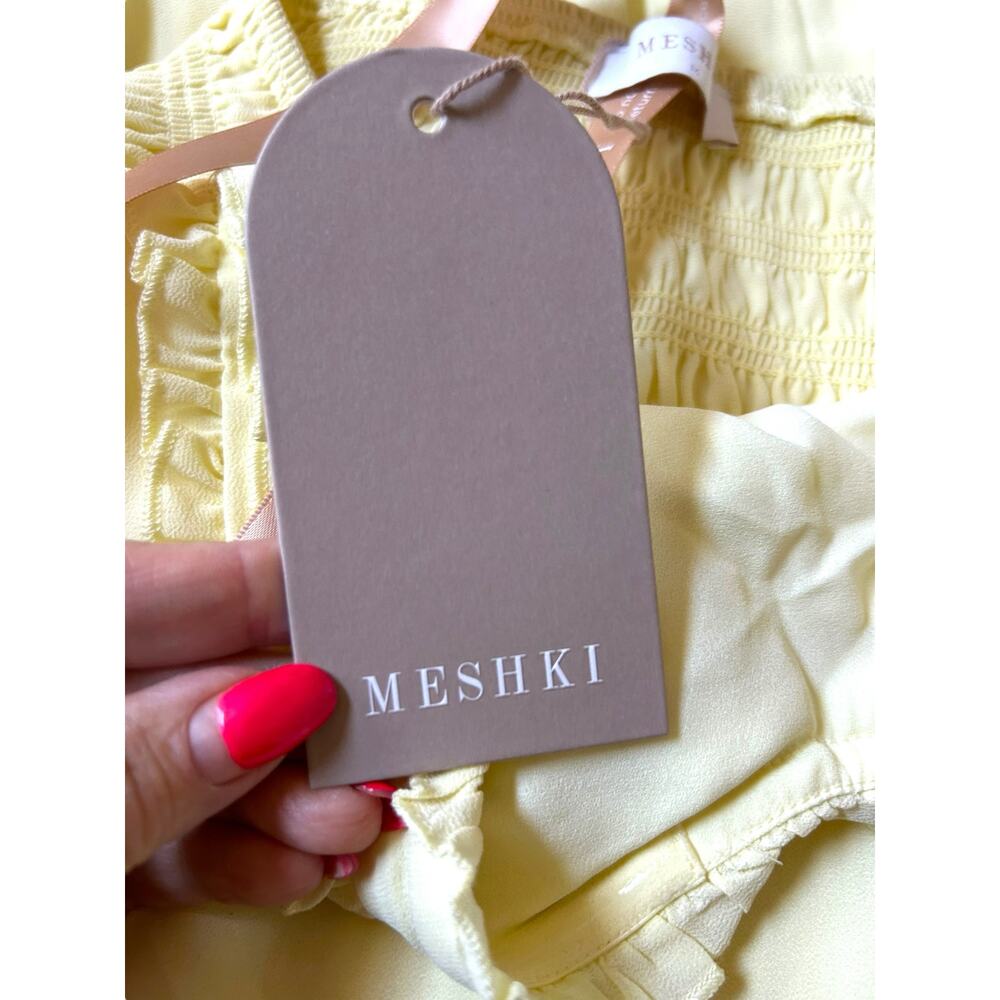 NWT - Meshki Olivette Strapless Chiffon Maxi Dress in Lemon Sherbert- Size M - Picture 12 of 16